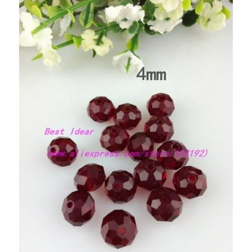 1000 Pcs The Dark Red color Cut Faceted Crystal Glass Rondelle Spacer Beads 4x3mm,Free Shipping