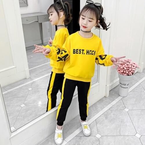 Girls Clothing Set 2020 Autumn Sports Suit Long Sleeved T-shirt Pants 2Pcs Girls Clothes 3 4 5 6 7 8 9 10 Year Children Clothing