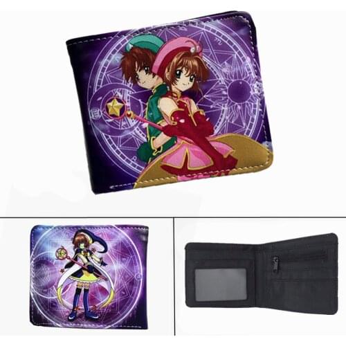 Anime Cardcaptor Sakura Pu Wallet Card Captor Leather Student Photo Card Holder Layers Zipper Coin Teenager Cartoon Short Purse