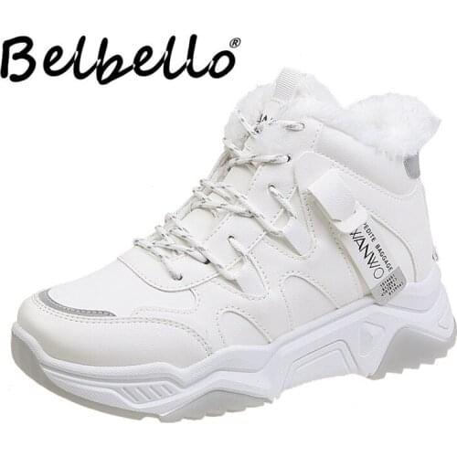 Belbello Winter New style Plush warmth Versatile Students shoes Sneakers Comfortable Breathable Female Students casual shoes