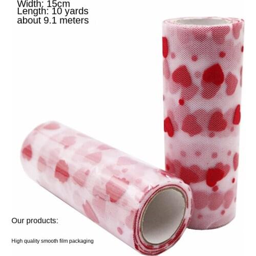 Heart love flocking mesh roll DIY handmade wedding birthday decoration ribbon womens and childrens clothing fabric
