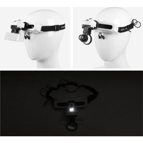 Headband Magnifying Glasses Eyewear Loupe LED Light Helmet Magnifier Glass for Repair Jeweler Third Hand