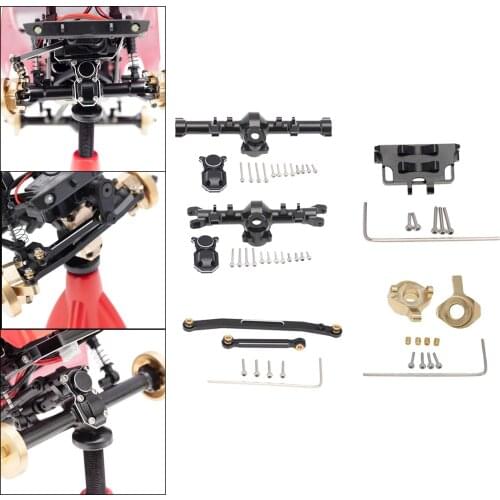 RC Metal Front & Rear Axle Housing & Steering Linkage & Servo Mount for Axial SCX24 90081 1:24 RC Rock Crawler Car Spare Parts