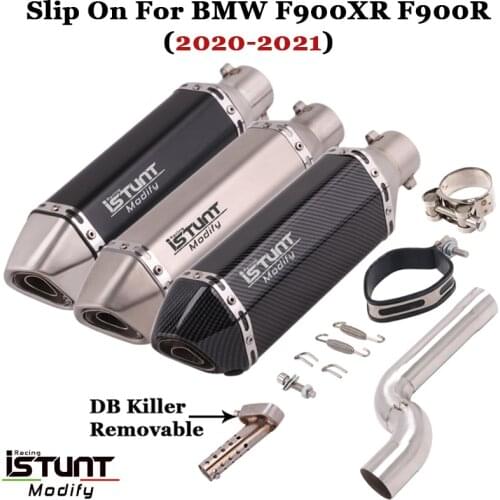 Motorcycle Exhaust Modified Middle Link Pipe Catalyst Delete Pipe Muffler DB Killer For BMW F900 F900XR F900R 2020 2021 Slip On