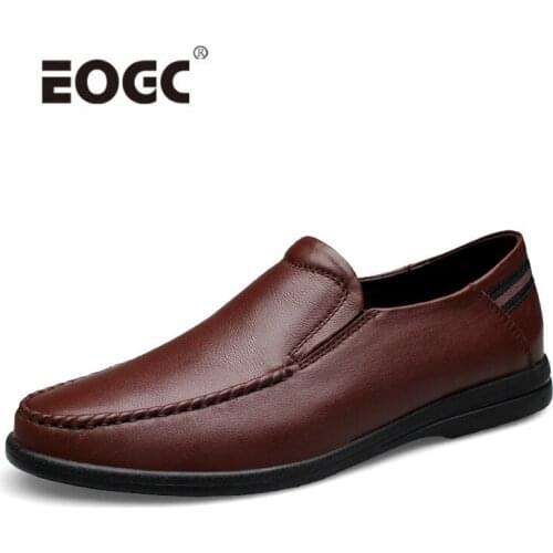 Plus Size Genuine Leather Men Shoes Soft Non-slip Casual Shoes Breathable Slip On Driving Flats Shoes Men Dropshipping