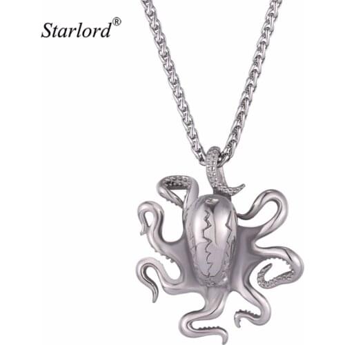 Octopus Pendant Necklace For Men Gold Color Statement Necklace Stainless Steel Punk Octopus Animal Jewelry GP2640