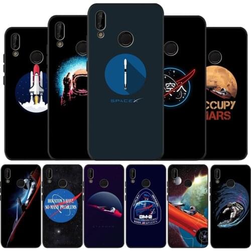 Spacex logo Black Silicone Soft Phone Case For Huawei 40 30 20 10 9 Lite Pro P smart 2019 Y6 Y6 Prime2019 Y9 2018