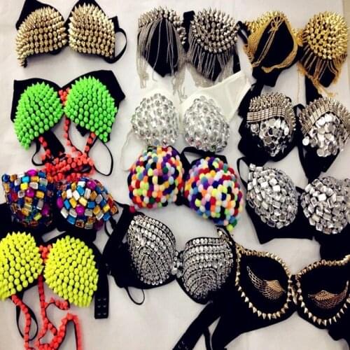 Nightclub Sexy Sequins Multi Color Drill Rivet Water Drill Bra Shorts Pole Dance Bar Show Bra