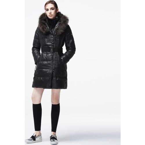 Autumn Winter Jacket Women Fashion Womens Down Jacket Racoon Fur Collar Long Coat Female Double-necked Campera KJ553