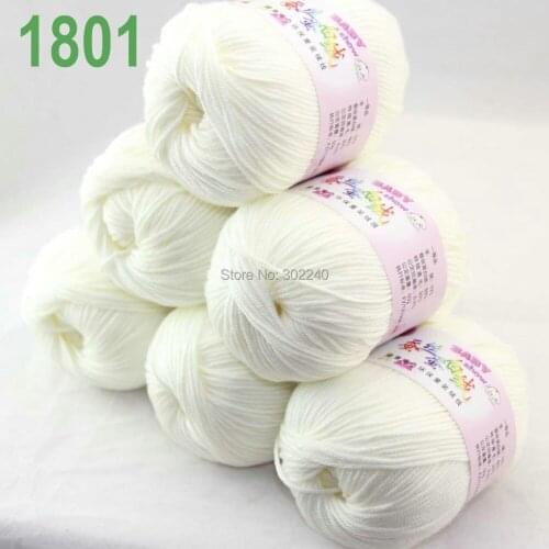 Sale Lot of 6 balls x 50g (147y) Cashmere Silk velvet Hand knitting Yarn off White 1801