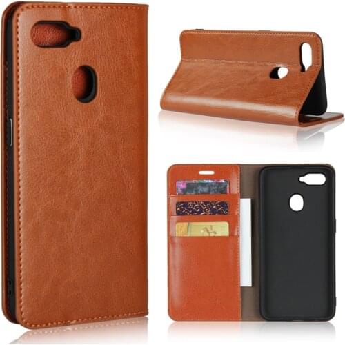 For oppo A7 Case Luxury Flip Genuine Leather Phone Cove Fundas Para Coque Capa For oppo A7