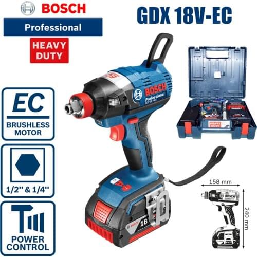 Bosch GDX 18V-EC rechargeable brushless lithium battery screwdriver, impact driver, wrench machine dual-use (two 4A batteries)