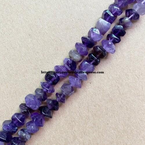 2lots more 10% off ! Semi-precious Stone Irregular Faceted Rondelle Purple Amethyst 7" Loose Beads 6x11mm