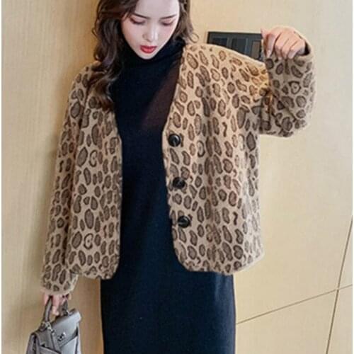 Korean Renaissance Women Retro Leopard Knitted Cardigan Winter Vintage Sweater Offiec Lady Elegant Chic Harajuku Sweater Coat