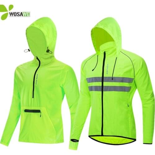 WOSAWE Waterproof Mens Cycling Jacket Windbreaker Bicycle Sports Clothing Reflective Bike Downhill Windcoat Long Jersey Unisex