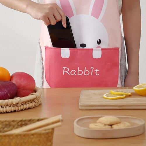 Waterproof Anti-greasy Adjustable Cartoon Printed Apron with Hand Towel Pocket