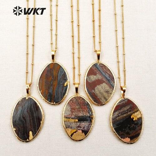 WT-N1100 Wholesale Classic Oval Shape Pendant For New Design Female Jewelry Natural Stone Necklace With 18 Inch Chain