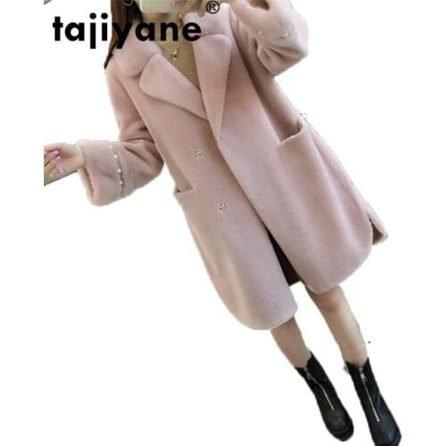Coat Fur Real Female Jacket Mink Fur Collar Womens Fur Coat Women Tops Autumn Winter Korean Vintage Sheep Shearling Fur ZT1609