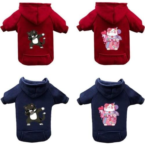 XS-2XL Hoodie Dog Clothes Autumn Winter Cute Printed Pattern Pet Dog Jacket Coat For Small Medium Dogs Puppy Thicken Clothing