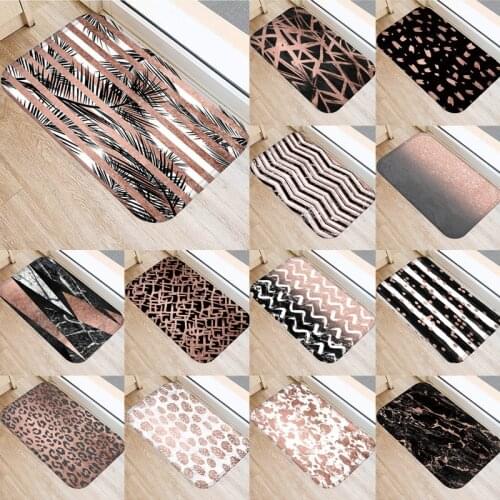 1pcs 40*60cm Rose Golden Marble Pattern Anti-Slip Suede Carpet Door Mat Doormat Outdoor Kitchen Living Room Floor Mat Rug 48276