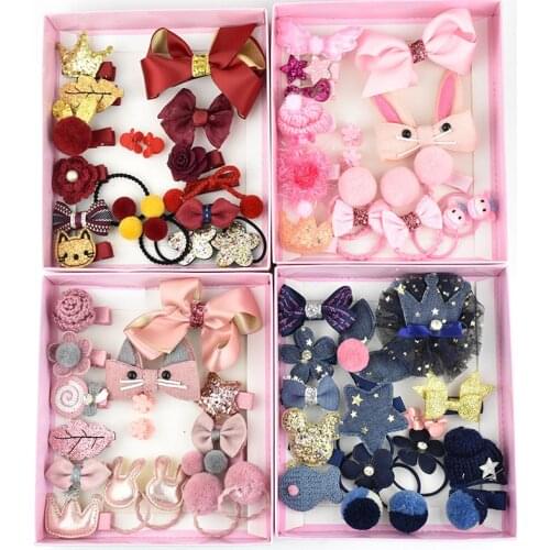 18pcs/set Gift Box Kid Fashion Hair Accesories Gift Headdress Baby Girls Hairbands Hairpin Headband Headwear Hair Barrette Gift