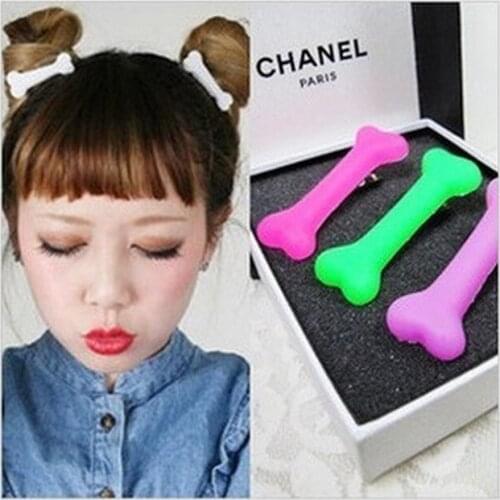 2 Pcs Vivid White black Dog Bone Hair Pin Lovely Side Band Clips Hairpin for Women Ladies Headwear