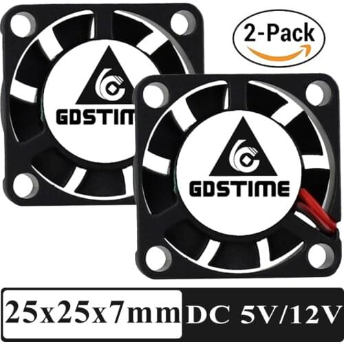 2PCS Gdstime 25x25x7mm Micro Radiator 25x25mm 5V 12V 2507 2Pin 1.25/ph2.0/xh2.54/dupont Small Brushless axial Cooling fan