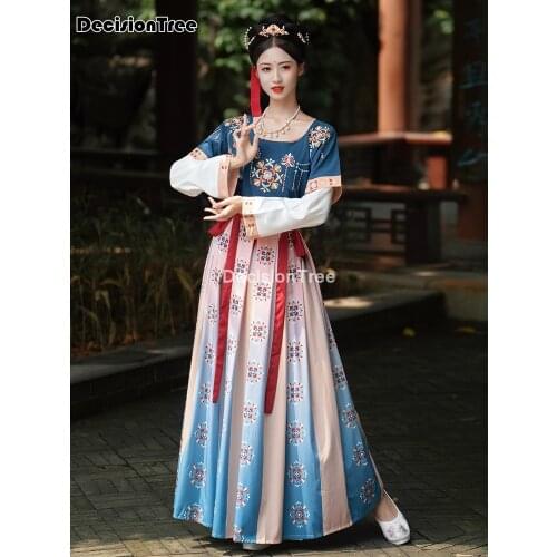 2021 women fairy hanfu dress traditional chinese clothing festival outfit ancient folk stage hanfu dress elegant party dress