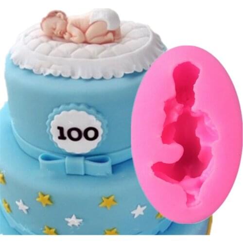 3D Sleeping Baby Doll Silicone Cake Mold Face Down Baby Party Fondant Cake Decorating Tools Cupcake Chocolate Baking Moulds