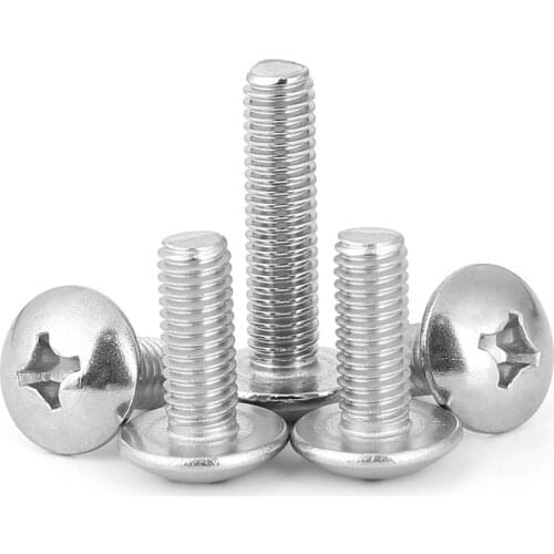 50PCS metric thread M3 M4 M5 M6 304 Stainless Steel Phillips Truss/flat Head Screw