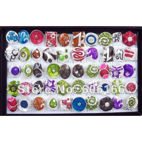 5x Bohemia Handmade Alloy Rings Resizable Silver Tone Fashion Jewelry Cocktail Ring Costume Rings