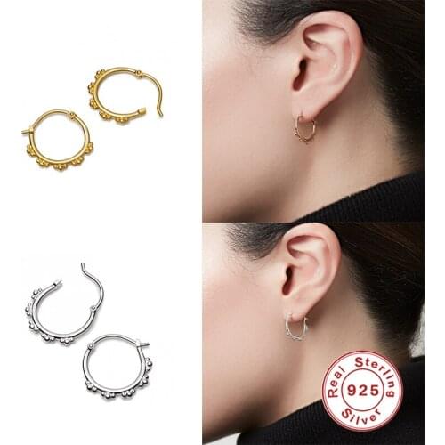Aide 925 Sterling Silver 15mm Big Plain Loop Thin Huggies Ring Hoop Earrings Circle Beads Simple Women Luxury Rock Punk Jewelry