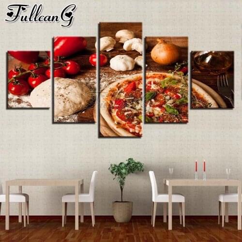 FULLCANG delicious food 5 piece diy diamond painting full square round drill mosaic embroidery sale home decoration FC3107