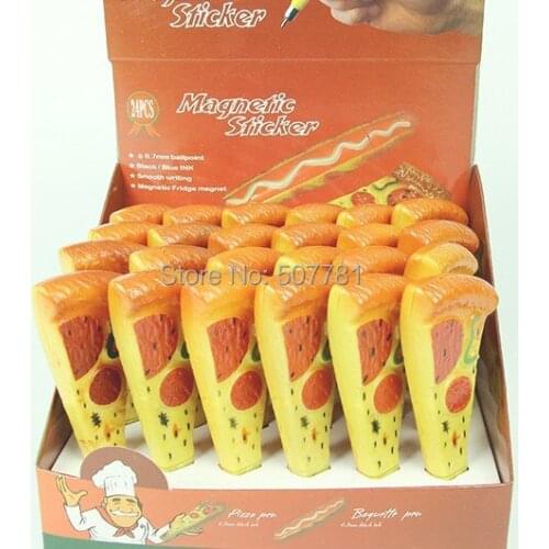 [Free shipping] NEW !Magnetism !Sweets series Bread pizza pen,24pcs /lot could with customer' logo