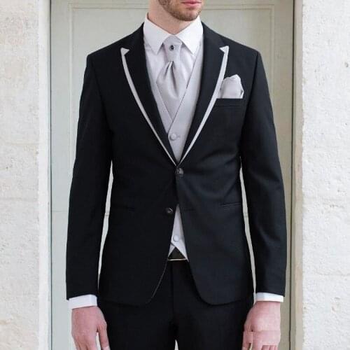 Black Mans Suits For Wedding Custome Made Suits Party Suits Business Suits Dinner Suits Three Pieces Suits(Jacket+Pants+Vest)