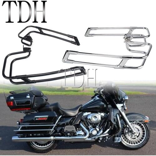 Pair Motorcycle Side Bag Saddlebag Bracket Guard Bar Kits 90200561 For Harley Road King Electra Glide Street Glide FLH 2014-2021