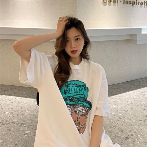 Summer womens t-shirt O-neck short sleeve t-shirts Oversized t-shirt apparel punk printing Top Harajuku cotton vintage clothing