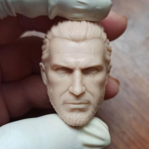 Hot Sales 1/6th Male White Wolf Geralt Cyberpunk Head Sculpture Unpainted White Color For 12inch DIY Figures Collectable