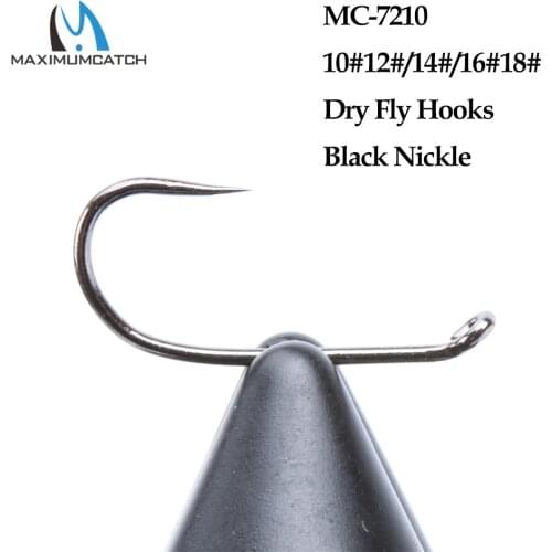 Maximumcatch 100Pcs Fly Tying Hook Fish-Friendly Barbless Dry Fly 10#/12#/14#/16#18# MC-7210 High Grade Carbon Steel Fly Hook