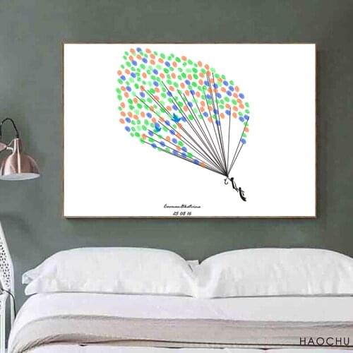 Sweet Gift Custom Fingerprint Guestbook Signature Wedding Anniversary Souvenir Canvas DIY Drawing Wall Painting For Home Decor
