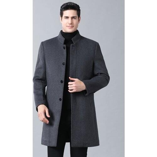 Men Coat Winter Thick Warm Wool Coat Men Clothes 2020 Slim Fit Coat Mandarin Collar Jacket Mens Overcoat Mens Coats