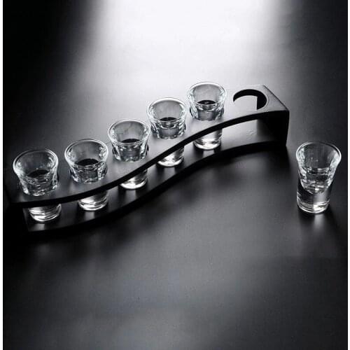 6pcs Shot Glass Set With Rack Bullet Cup Household Bar Club Unleaded Firewater Liquor Wine Cocktail Pint Glasses Una Tazza NMD
