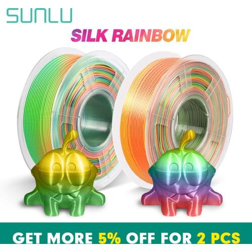 SUNLU Silk PLA Filament 1.75mm Silk Texture Rainbow PLA 3D Printer Filament Smoothly 3d Printing Materials Fast Shipping