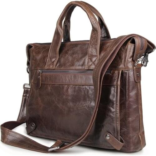 Fashion Genuine Leather Men 15" Briefcases Bag Famous Brand Shoulder Bag Messenger Bags Causal Handbag Laptop Briefcase Male