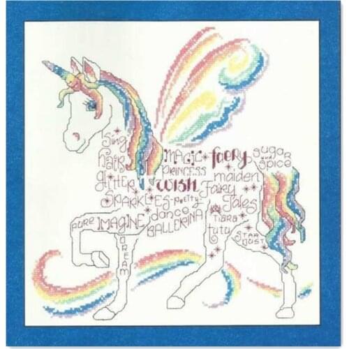 Rainbow letter unicorn cross stitch package 18ct 14ct 11ct cloth cotton silk thread embroidery DIY handmade needlework