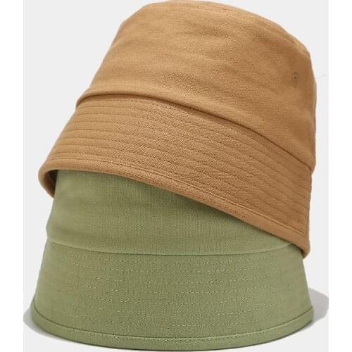 Japanese Style Simple Retro Bucket Hats Women Men Summer Panama Fishing Fisherman Cap Solid Cotton Foldable Outdoor Sun Hats