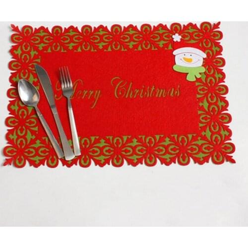 Christmas Theme Santa Claus Double Layer Tableware Mats Xmas Table Placemat Christmas Gift Pad Christmas Supplies