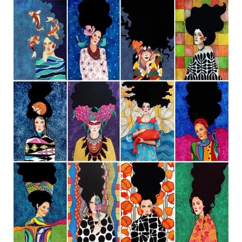 Nordic Style Beauty Woman Flowers Canvas Painting Abstract Posters and Prints Wall Art Scandinavian Pictures for Home Decoration