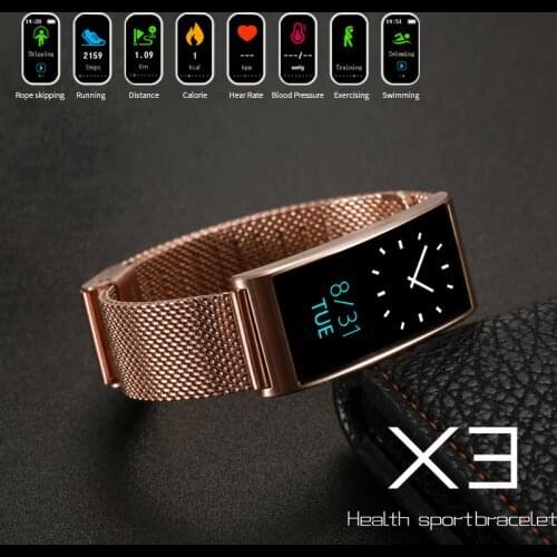 Color Touch Screen X3 Smart Bracelet Bluetooth Smart Band Heart Rate Blood Pressure IP68 Waterproof Swim Call Reminder