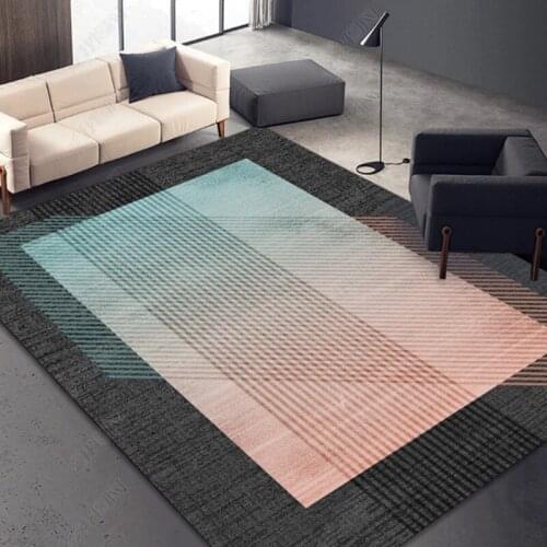 Modern Geometric Non-slip Carpet Interior Printing Decor Carpets for Living Room Bedroom Area Rugs Bed Bay Window Sofa Floor Mat
